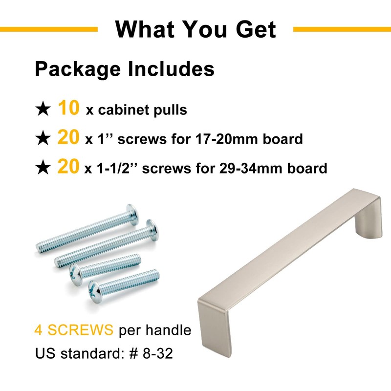 BEROSSA 10 Pack 5 Inch Brushed Nickel Cabinet Pulls Satin