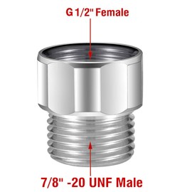 Pre-Rinse Tap Hose Adapter Kit, Brass Aerator Adapter to Male 7/8-20 UNEF to Female 1/2'' NPT Suitable for POUGEO Commercial Sink Faucet