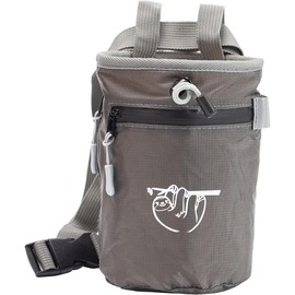 Chalk Bag for Rock Climbing Bouldering with 2 Zipper Pockets Premium Gym Chalk Bag for Weightlifting Outdoor Sports - Color: Charcoal Grey