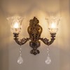 Wellmet 2-Lights Bronze Wall Sconce, Retro Wall Light, Bathroom Vanity