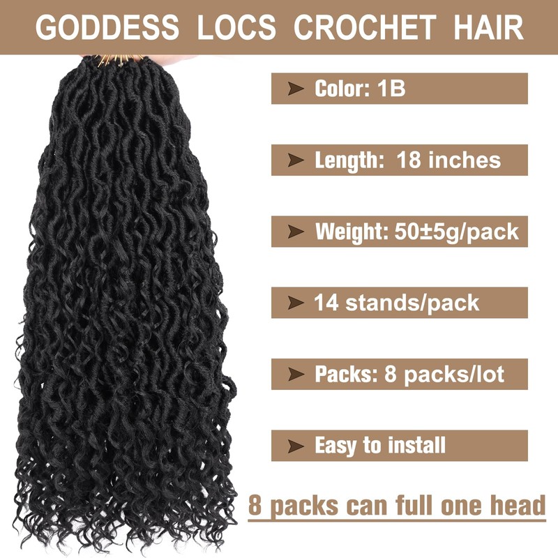 COOKOO 18 Inch 8 Packs (14 Stands/Pcs) Pre-looped Crochet Goddess