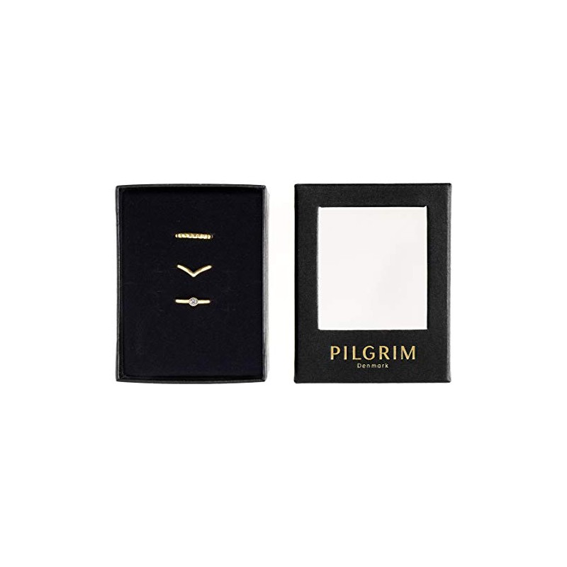 PILGRIM Gold Plated Stacking Rings - 3-in-1 Gift Set, Silver-Plated