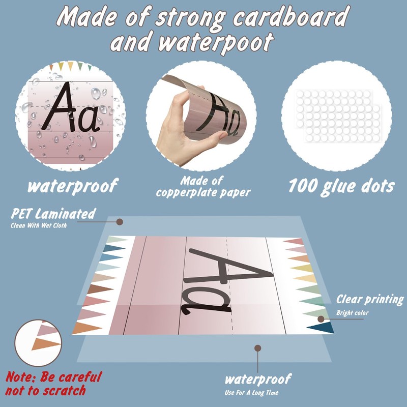 WANGHENG 37Pcs Alphabet for Classroom Wall,Bulletin Board Letters,ABC Alphabet and