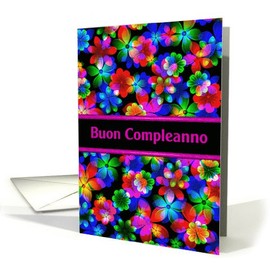 ValxArt Two Italian Happy Birthday 3D Flowers (Buon Compleanno) Birthday Card, Blank Inside