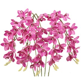 IPOPU 5 Pcs Pink Artificial Orchid Flowers 30.3” Latex Fake Orchid with Long Stem for Tall Vase Wedding and Engagement Centerpiece Arrangement Living Room Home Decor(Hot Pink)
