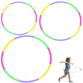Pack of 3 Children's Hula Hoops, Hula Hoop for Children, Hula Hoop for Children, 8 Segments - Hula Hoop for Outdoor Sports & Family Games