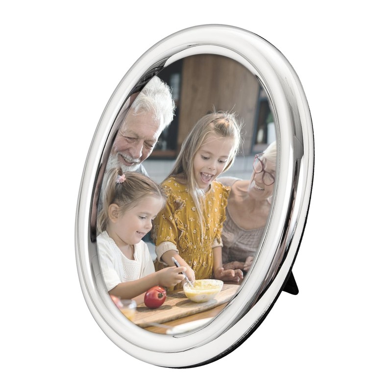 Happy Homewares Contemporary Oval Silver Plated Metal 5" x 7"