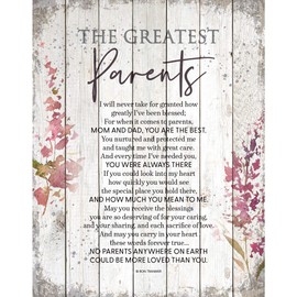 DEXSA Greatest Parents Wood Plaque - Made in the USA - 11.75 in x 15 in - Classy Vertical Frame Wall Hanging Decoration | Mom & Dad, you are the Best | Christian Family Religious Home Decor Saying