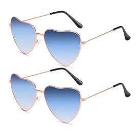 Sprinlot Heart Party Glasses, Blue, 2 Pairs Heart Party Glasses, Heart Shaped Glasses, Sunglasses Heart Shape, Funny Glasses for Carnival Photo Props Birthday