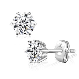 Hypoallergenic Cubic Zirconia Stud Earrings for Women | Silver Plated Push Back Studs | Sparkling Silver Jewelry for Sensitive Skin