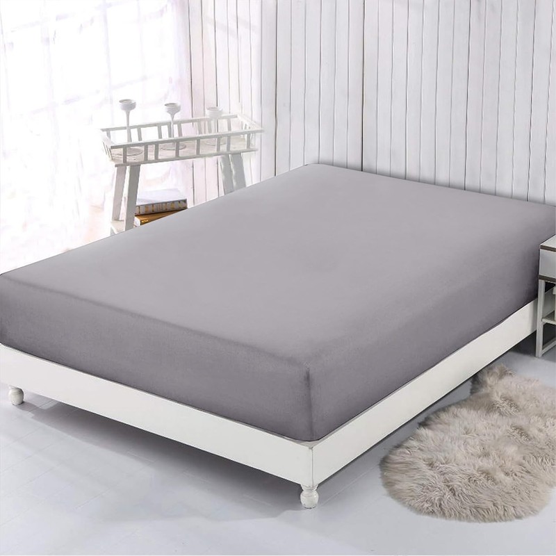 AL NOOR HOME Premium Grey Fitted Sheet - 100% Pure