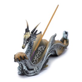 Puckator Shimmering Dragon Incense Holder - Zen Meditation Gifts - Incense Holders For Sticks - Spiritual Gifts - Incense Burner - Dragon Gifts For Men And Women - Fantasy Ashcatcher - Resin