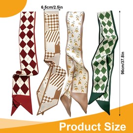 Lilbitty 6 Pieces Purse Scarf Handbags for Women Thin Hair Neck Accessories Scarves with Pocket Scarves Handle Fashion Lightweight, multicoloured