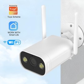 Security Camera Outdoor 2K 3MP, HD WiFi 2.4G Home Security Camera for Outside with IR & Color Night Vision, 2-Way Audio, IP66 Waterproof, Tuya/Smart Life App, Cloud & SD Card Storage (No SD Card)
