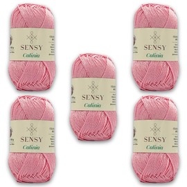 5 madejas de hilo Sensy Calinia, 100 % hilo de algodón Giza mercerizado, hilo Amigurumi, 134 yardas, calibre 2 fino (rosa bebé)