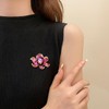 Enamel Peony Brooch Pins for Women Luxury Purple Rhinestone Peony