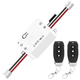 WIYETY Wireless DC Motor Remote Control Switch: 433 MHz Relay Receiver Controller with 2 Transmitters, 5A Relay Receiver for Electric Curtain, Garage Door, Engine Light, Radio Control Switch