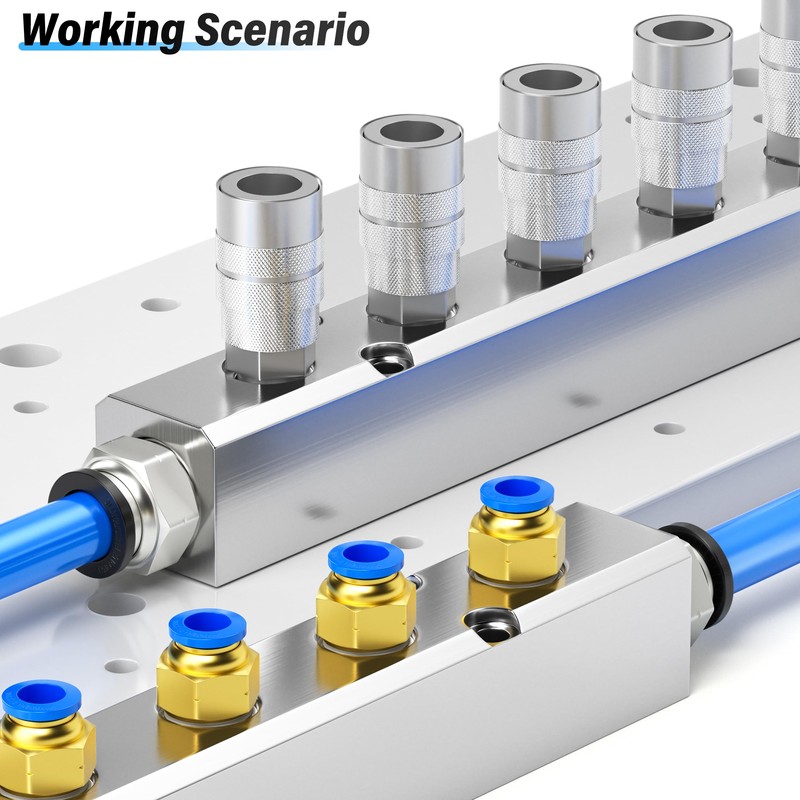 TAILONZ PNEUMATIC Silver 7-Way Pneumatic Shunt Aluminium Block Pneumatic Distributor