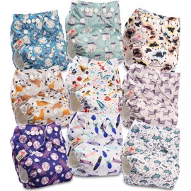 Littles and Bloomz Reusable Nappy, Standard Popper, 9 Nappies, FLP2-0901
