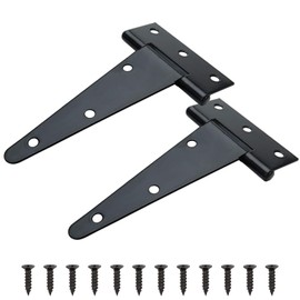 TamBee Barn Door Hinges Heavy Duty T Strap Shed Door Hinges - Black, Iron, Rustproof for Wood Shed Door, Barn Door, Cabinet Door and Fences Yard Door 5 Inch (2 Pcs)