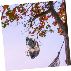 TOVINANNA Lifelike Hanging Cat Figurine Cat Swing Statue for Garden Art Decoration Charming Outdoor Ornament for Patio Lawn Porch Home Decor