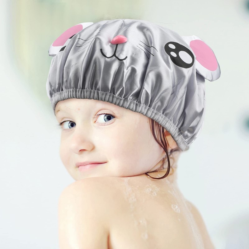 G2PLUS 2PCS Elastic Kids Bath Caps, Double layer Baby Bathing