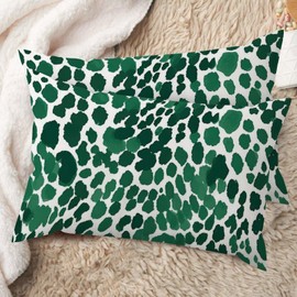 MISSUYSA Chinoiserie Throw Pillow Case Leopard Graphite Green Dot Rectangular Throw Pillow Cover Set of 2 Chinese Cotton Linen 16x26in Oriental Cushion Cover for Sofa Bed Chair Couch