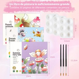 TGEXYI 3 Piezas Acuarela para Niños, Acuarela Mágico con Agua y Pigmentos, Pintura en Acuarela con Pinceles y Tableros para Colorear, Regalo Preescolar para Niños de 3 a 7 Años
