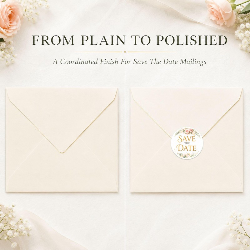 Save The Date Envelope Stickers: 120 Pcs Floral Seals 1.6