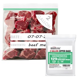 BEIDOU-PAC 2 Gallon Large Food Storage Freezer Bags, 125 Count | Double Zipper, Freshness Easy Open Reclosable Clear Plastic Bags(Zipper-2 gallon-125count)