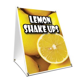 A-Frame Sidewalk Lemon Shake Ups Sign with Graphics On Each Side | 18" X 24" Print Size