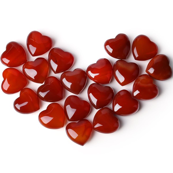 XIANNVXI Carnelian Crystals Heart Stones Love Palm Bag Stone Natural Gemstones Reiki Crystal Stones for Healing Meditation Pack of 15