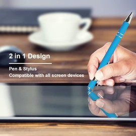 Oddmoal Ballpoint Pen with Stylus Tip, Soft Touch Click Metal Pen, 1.0mm Medium Point, Black Ink, 12 Count(4 Colors)