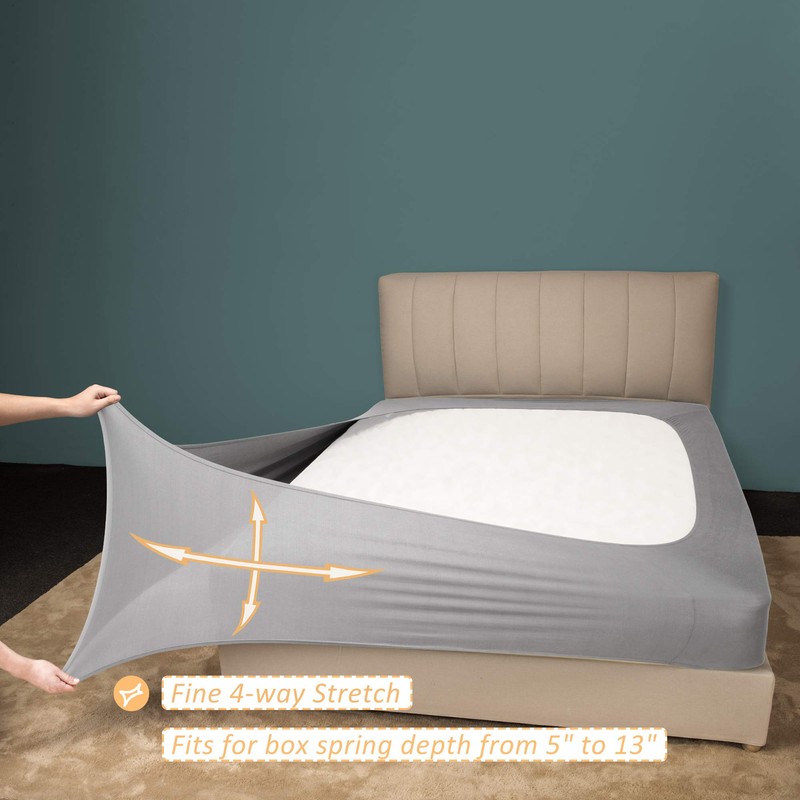 King/Cal King Silver Stretch Jersey Cover for Box Spring Bedskirt