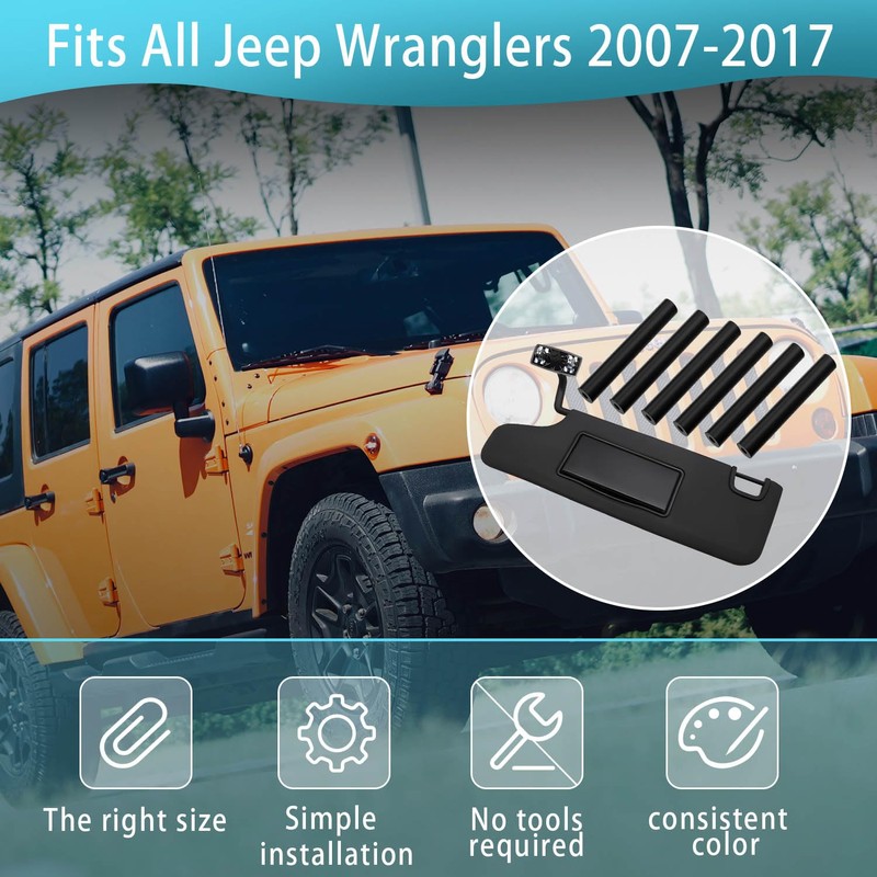 6 Pack Sun Visor Repair Kit for -Jeep Wrangler, JK