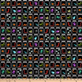 Studio E I'm Buggin' Out Bugs in A Jar Black with Glow Black, Fabric by The Yard