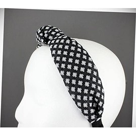 Perfect Hairstyle with Our Hair Accessories - Black White T Knot Headband Woven Fabric Covered Band Grip Teeth Cross Fashionable Hair Accessory Hair Jewelry Accessories for Lady Women