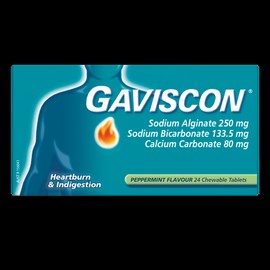 Gaviscon Chewable Tablets Peppermint Heartburn & Indigestion Relief 24 Pack