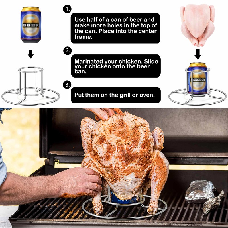 TeamFar Beer Can Chicken Holder - Stainless Steel Stand for