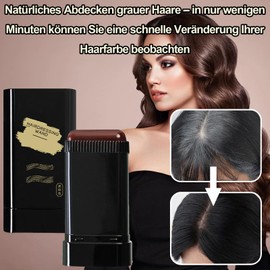 Haarfärbekamm, Grauhaarabdeckung Frauen, Hair Concealer, Temporärer Wurzelfärbe-Haarfärbepinsel, Haaransatz-Shading-Stick, Hochpigmentierter Haarwurzel-Concealer, Wasserfeste Haarfarbe(schwarzbraun)