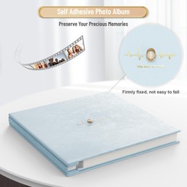 Popotop Wedding Photo Album Self Adhesive Scrapbook Album for 4×6 5×7 8×10 Pictures DIY Scrap Book wedding photo album with Metallic Pen,Photo Book with a Gifts Case, Gemstone