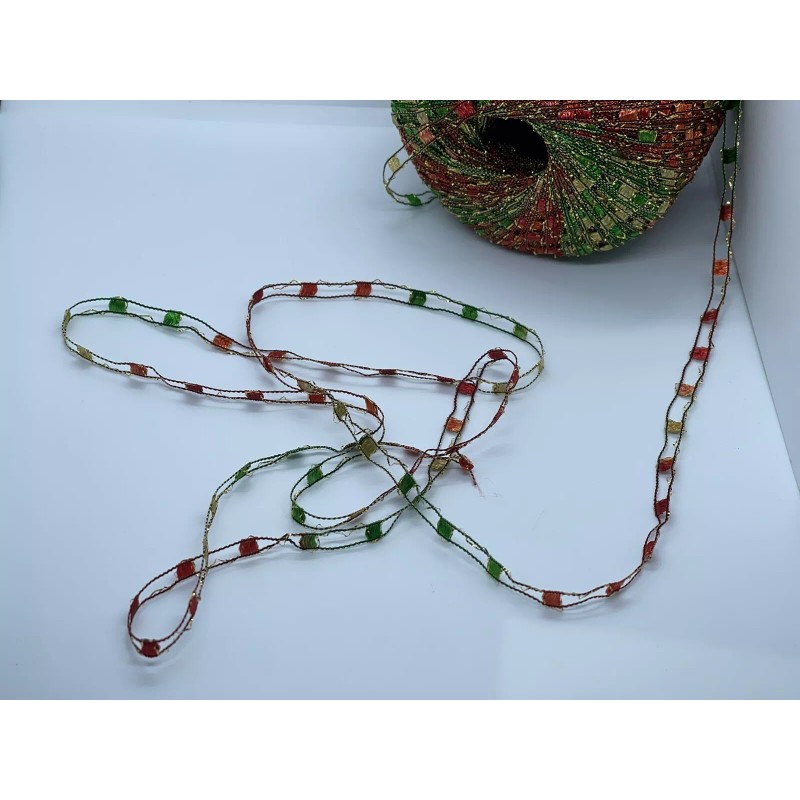 Berlini Ladder Ribbon Glitter Yarn 40 Autumn Leaves 50gr 142y