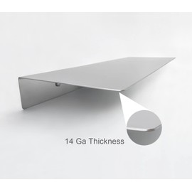 EADOT Brushed Nickel Stainless Steel Floating Shelves Wall Mounted Metal Wall Shelf (24 inch x 8 inch) Heavy Duty Picture/Photo/Plant Display Ledge, Linear Floating Shelf Modern Farmhouse Shelf