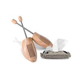 Cocciné Wooden Shoe Tree and Cleaning Cloth Set, Shoe Tree for Filling Natural Wood Shoes, Steel Spring, Moisture and Deformation-Resistant, Eliminate Wrinkles in Leather, Size 41-42