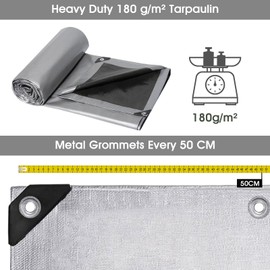 ele ELEOPTION 10x13 Tarp Waterproof Heavy Duty Emergency Rain Snow Outdoor Cover Reinforced Edges Large tarp for Camping Patio Pool,Boat, Roof, UV Resistant Use Black Gray