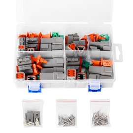 Exqutoo 150Pcs DT Deutsch Connector Kit, 2 3 4 6 Pin Waterproof DT Series Connector Assortment, Automotive Repair Accessory Kit, Wedge Locks, Seal Plugs, Size 16 Stamped Contacts 14-18AWG