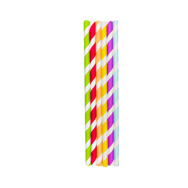 Paper Straws, Pack of 250, Paper Straws in Colourful Stripes,