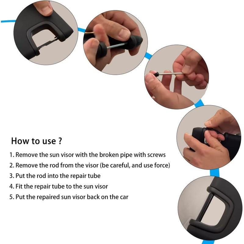 LUAATT Sun Visor Repair Kit,4 Packb ABS Repair Tube for