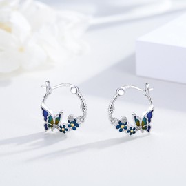 ZIPPICE Hoop Earrings, 925 Sterling Silver Hoop Earrings, Hypoallergenic Earrings, Small Hoop Earrings, Animal Earrings, Jewellery, Gift for Women, Sterling Silver