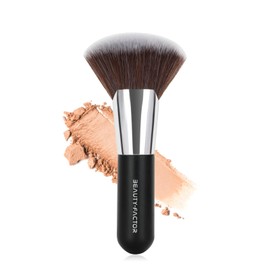 Powder Brush for Loose & Pressed - 12CM Portable Fan-shaped Blending Brush with Fluffy & Soft and Dense Bristles Kabuki Makeup Brush for Contour, Bronzer, Buffing, Blush, Pressed Setting Powder